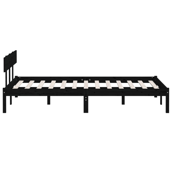 Bed Frame without Mattress Black Solid Wood 140x200 cm