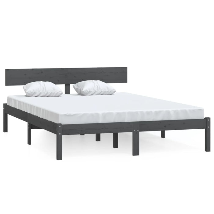 Bed Frame without Mattress Grey Solid Wood 160x200 cm