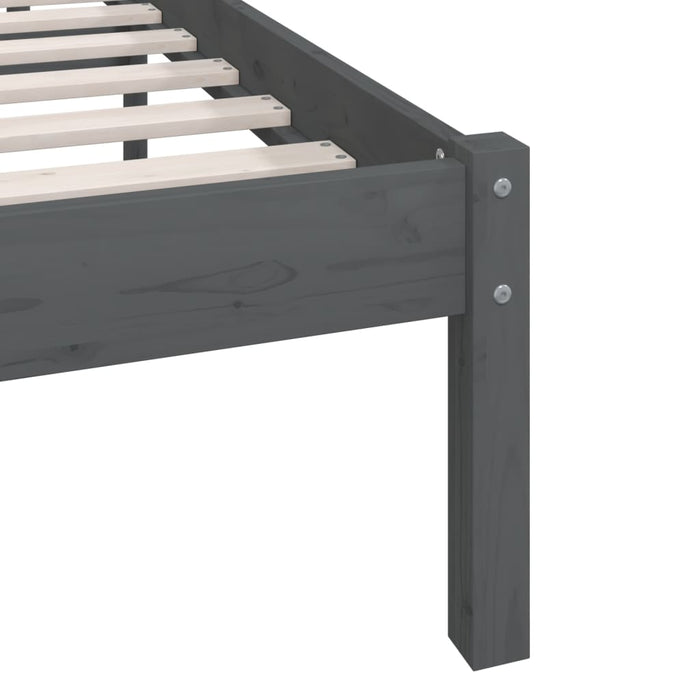 Bed Frame without Mattress Grey Solid Wood 160x200 cm