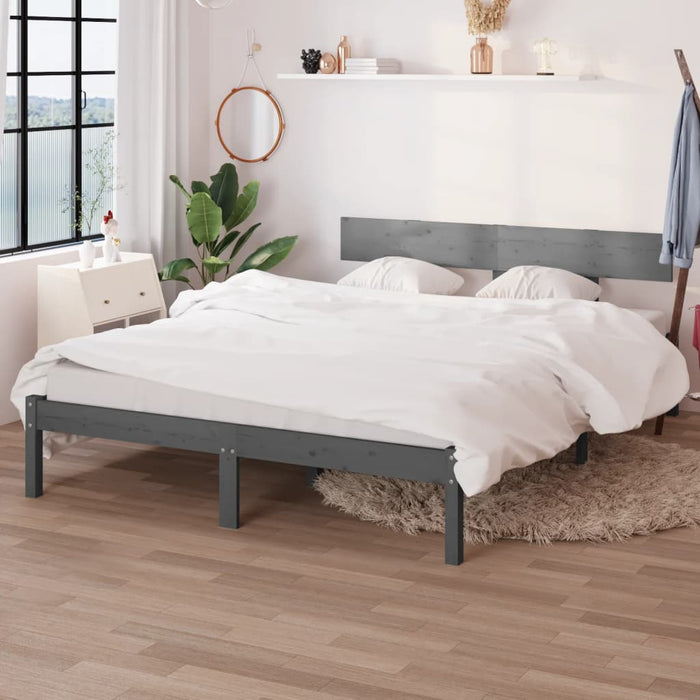 Bed Frame without Mattress Grey Solid Wood 160x200 cm