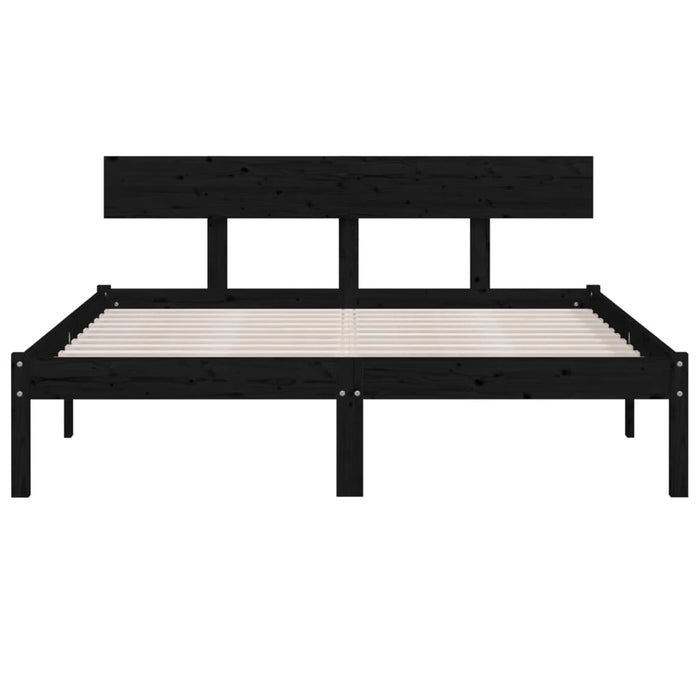 Bed Frame without Mattress Black Solid Wood 160x200 cm