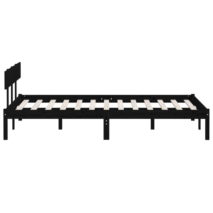 Bed Frame without Mattress Black Solid Wood 160x200 cm