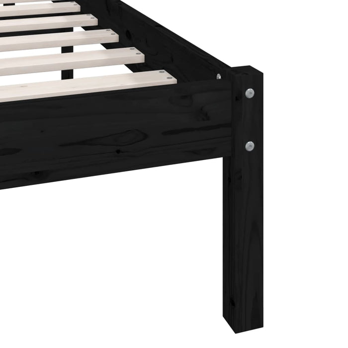 Bed Frame without Mattress Black Solid Wood 160x200 cm