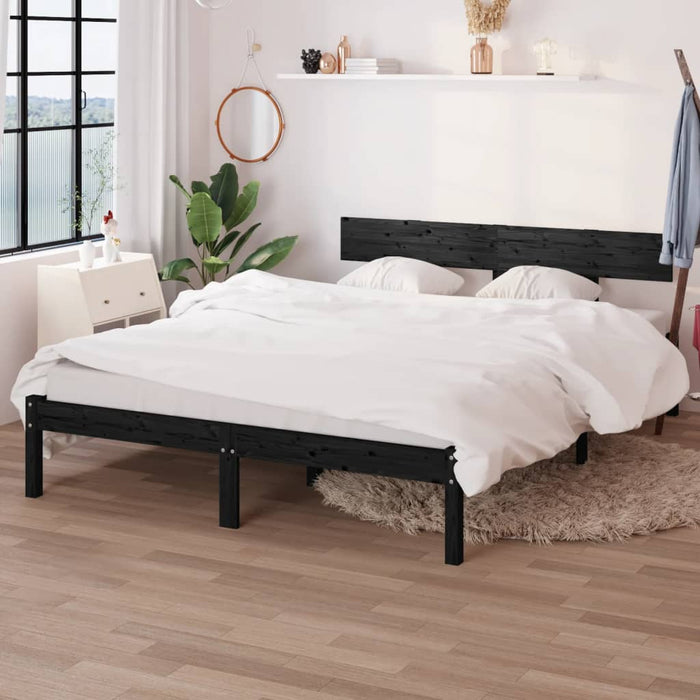 Bed Frame without Mattress Black Solid Wood 160x200 cm