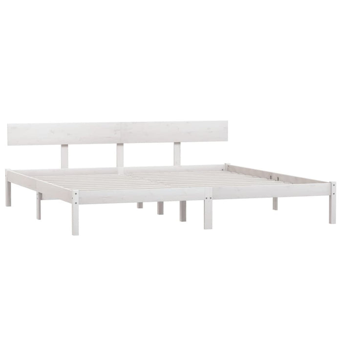 Bed Frame without Mattress White Solid Wood Super King