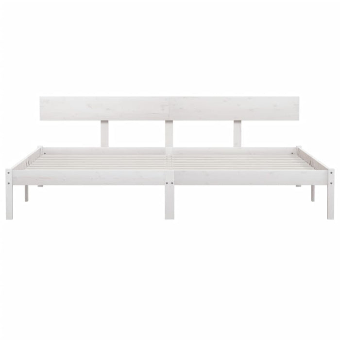 Bed Frame without Mattress White Solid Wood Super King