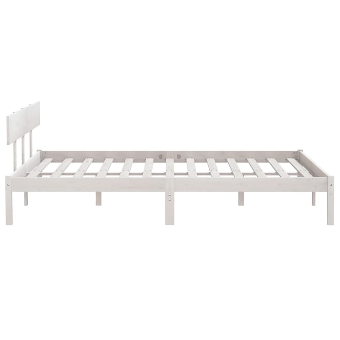 Bed Frame without Mattress White Solid Wood Super King