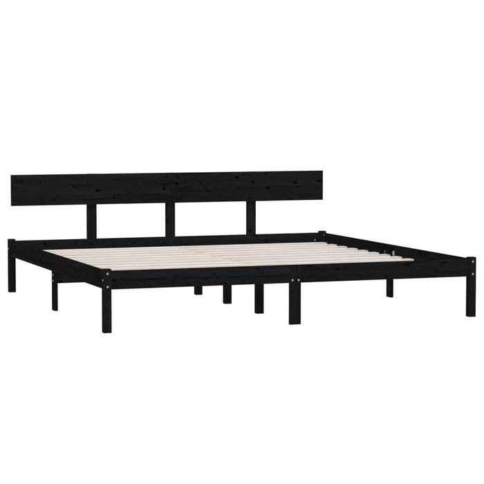 Bed Frame without Mattress Black Solid Wood Super King