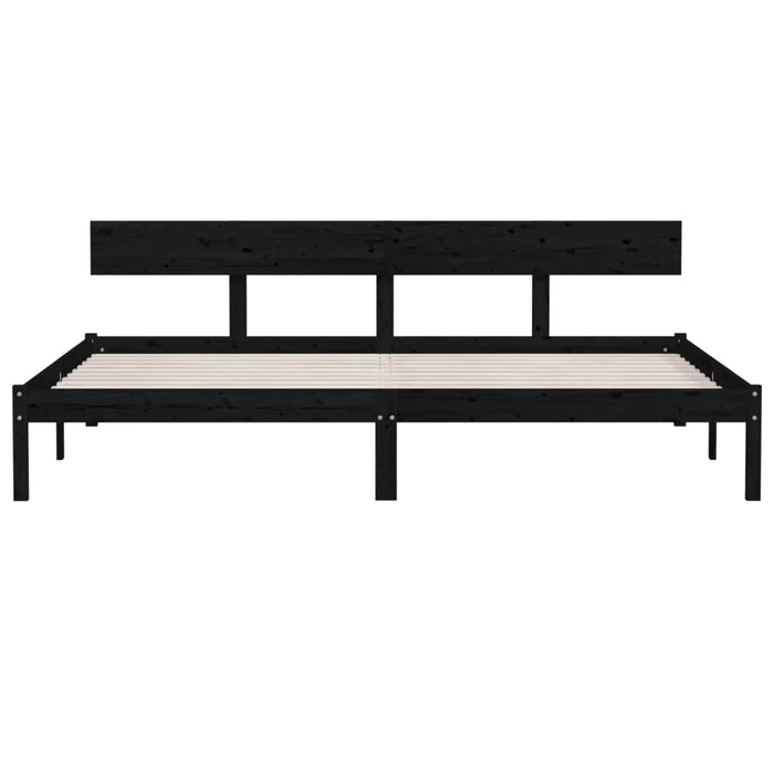 Bed Frame without Mattress Black Solid Wood Super King