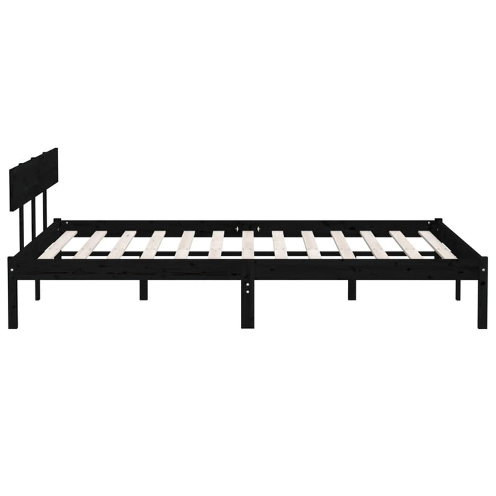 Bed Frame without Mattress Black Solid Wood Super King