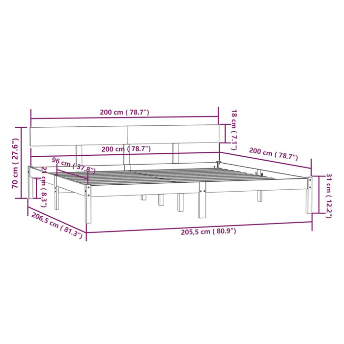 Cadru Pat fara Saltea Lemn Masivul 200x200 cm