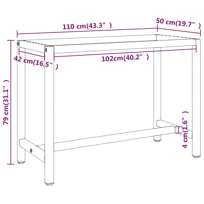 Рамка за работна маса Матово черно и Матово червено 110x50x79 cm Метал