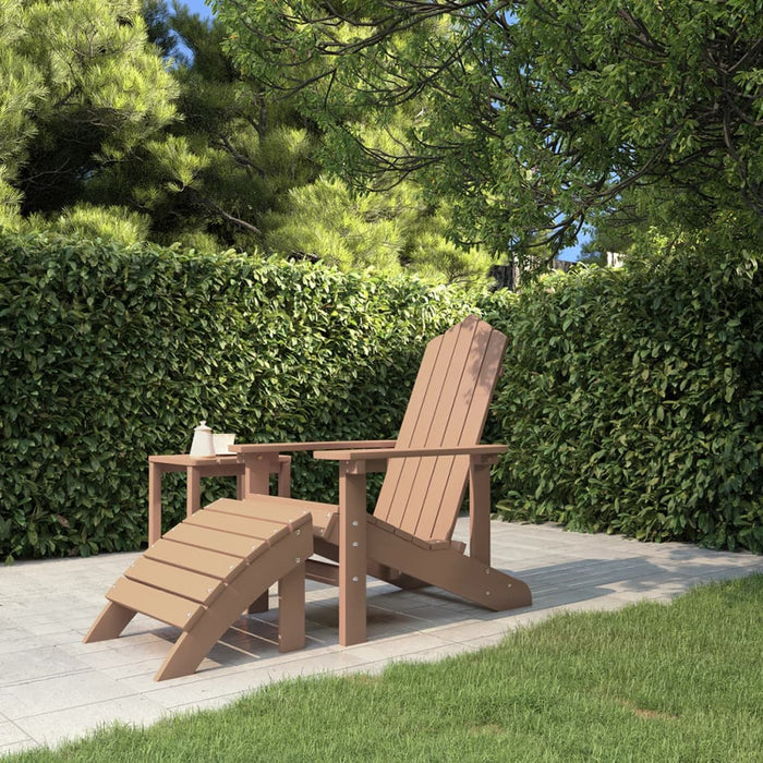 Садовый стул Adirondack с подставкой для ног HDPE Brown