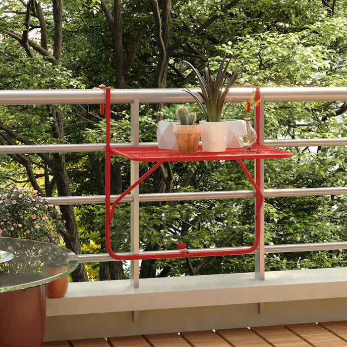 Balcony Table Red 60x40 cm Steel