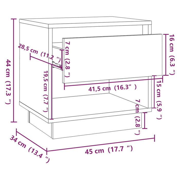 Noptiera Gri Beton 45x34x44 cm Lemn de inginerie