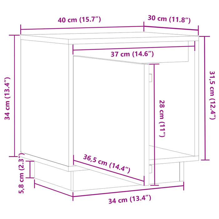 Noptiera 2 buc Maro Miere 40x30x40 cm Lemn Masivul Pin