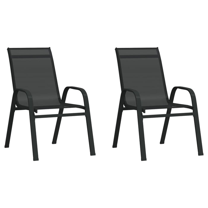 Stackable Garden Chairs 2 pcs Black Textilene Fabric