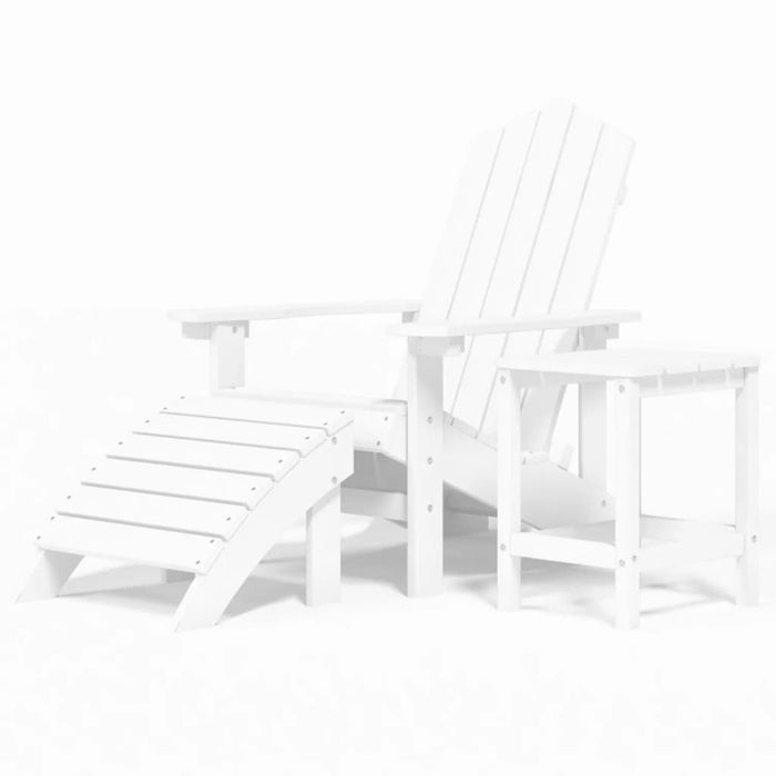 Садовый стул Adirondack с подставкой для ног и столом HDPE Белый