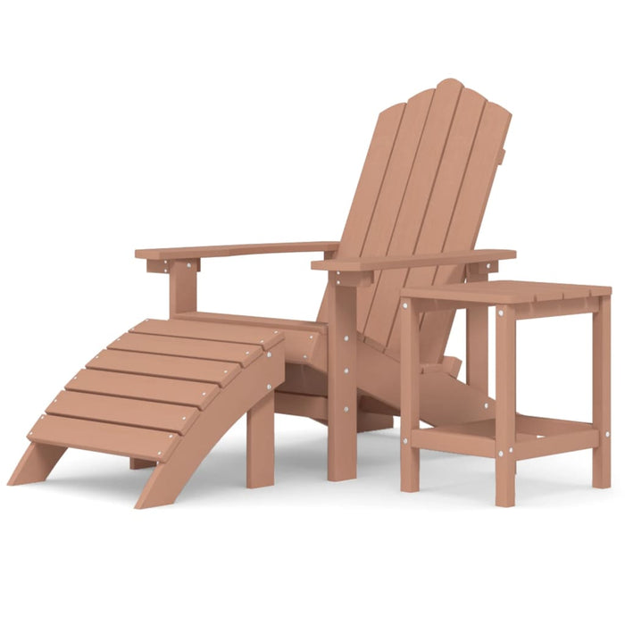 Садовый стул Adirondack с подставкой для ног и столом HDPE Brown