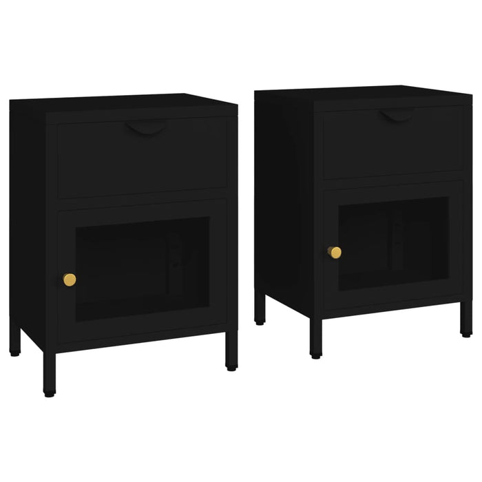 Nightstands 2 pcs Black 40x30x54.5 cm Steel and Glass