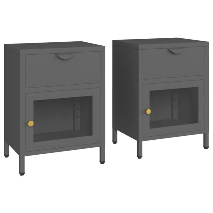 Nightstands 2 pcs Anthracite 40x30x54.5 cm Steel and Glass