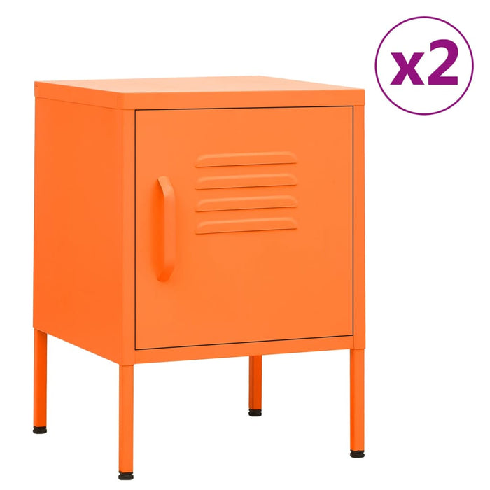 Nightstands 2 pcs Orange 35x35x51 cm Steel