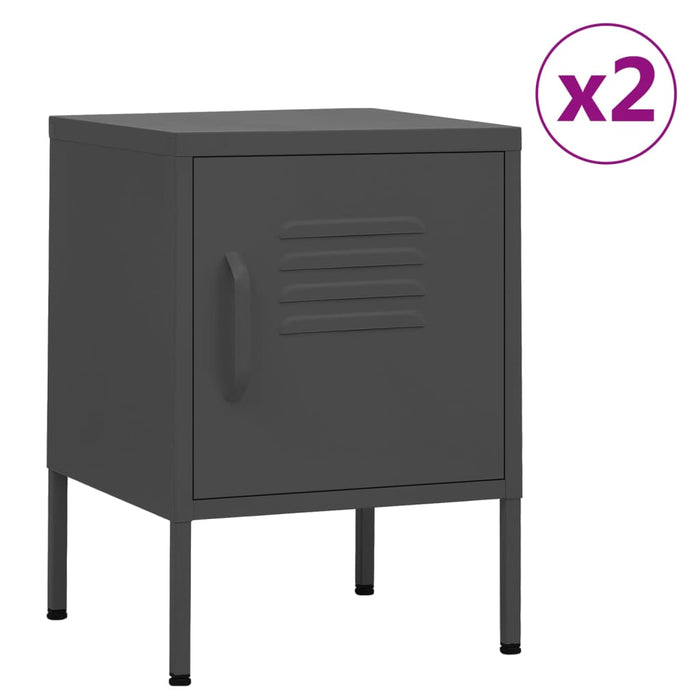 Nightstands 2 pcs Anthracite 35x35x51 cm Steel