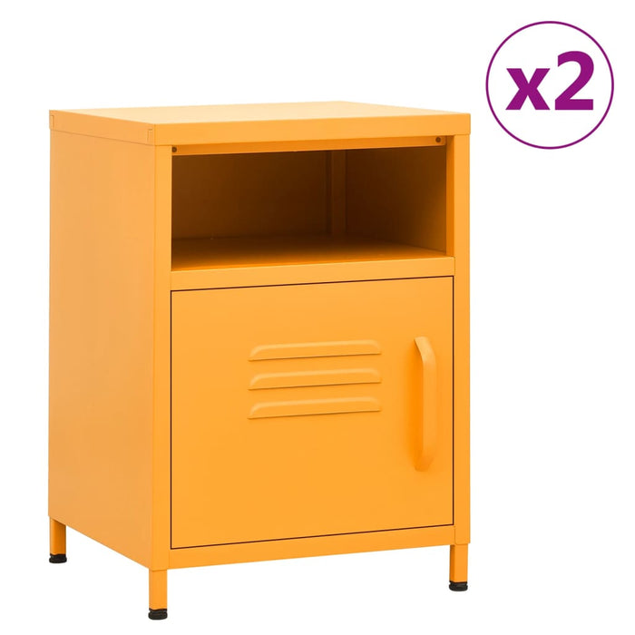 Nightstands 2 pcs Mustard Yellow 35x35x51 cm Steel