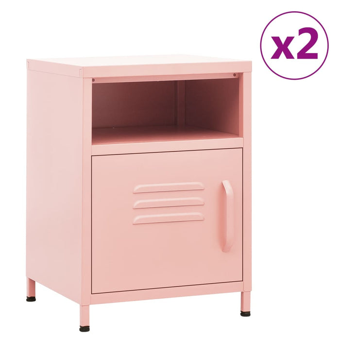 Nightstands 2 pcs Pink 35x35x51 cm Steel