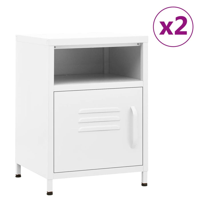 Nightstands 2 pcs White 35x35x51 cm Steel