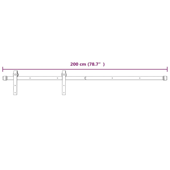 Sliding Door Hardware Kit 200 cm Steel White