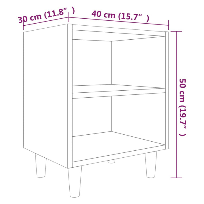 Dulap pat cu picioare din lemn masiv Stejar afumat 40x30x50 cm