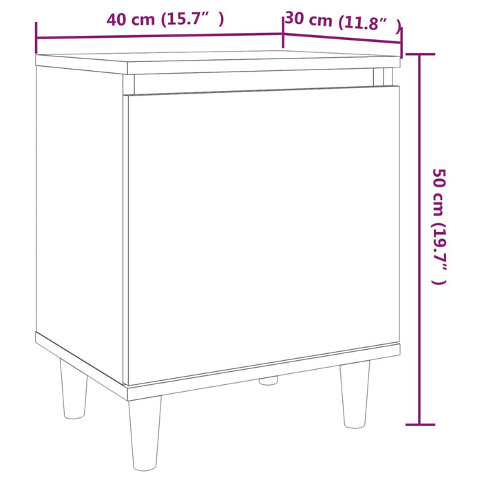 Dulapuri de pat cu picioare din lemn masiv 2 buc stejar afumat 40x30x50 cm