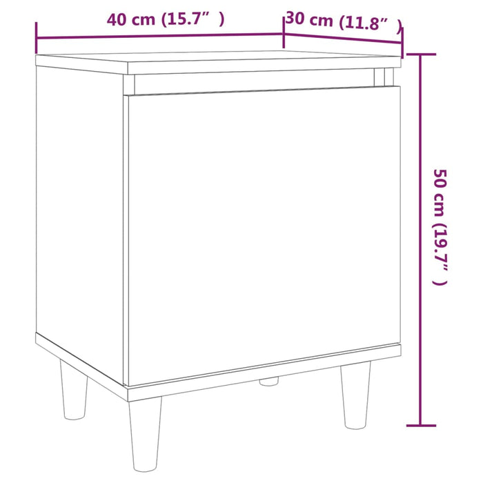 Dulapuri de pat cu picioare din lemn masiv 2 buc Stejar maro 40x30x50 cm