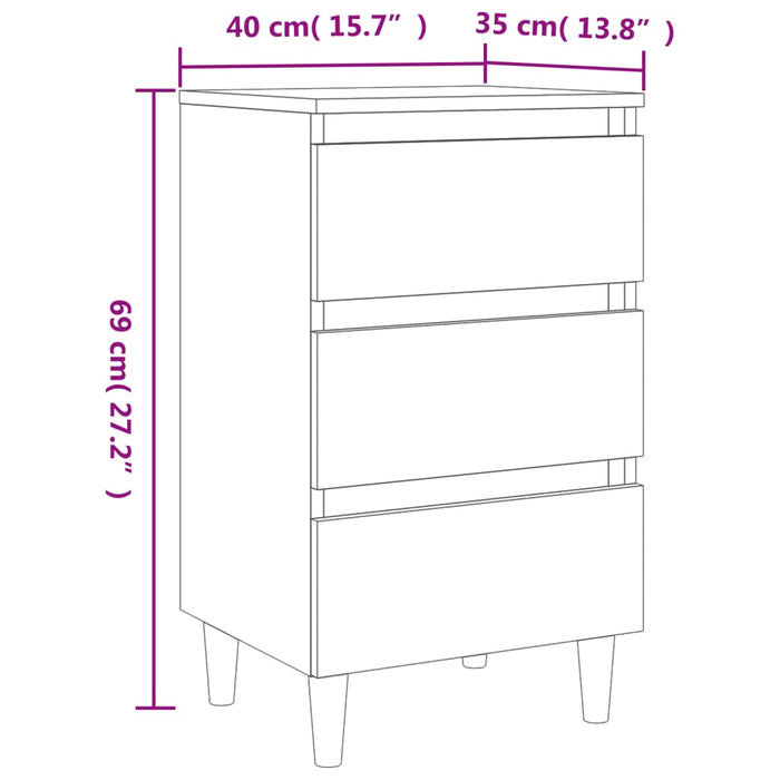 Dulap pat cu picioare din lemn masiv Stejar afumat 40x35x69 cm