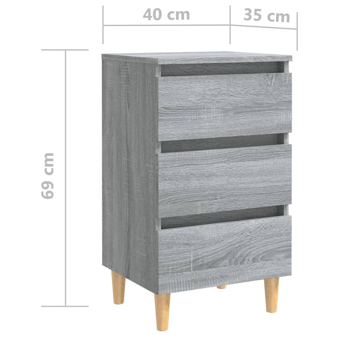 Dulap pat cu picioare din lemn masiv Gri Sonoma 40x35x69 cm