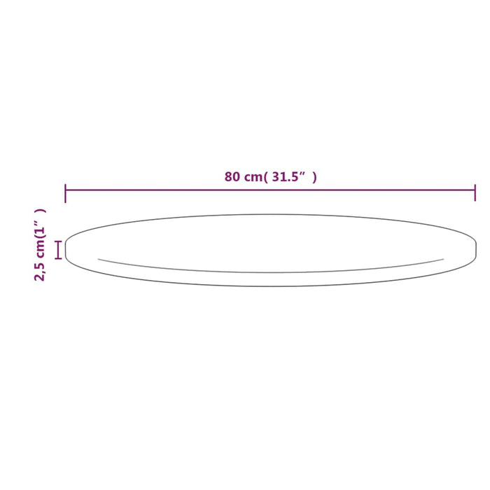 Table Top Ø80x2.5 cm Solid Wood Pine