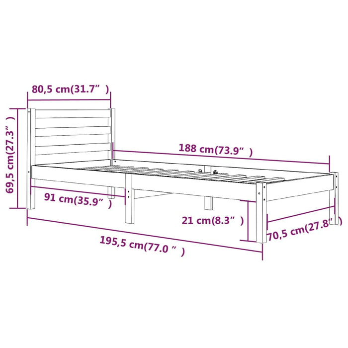 Cadru Pat fara Saltea 75x190cm Single Single