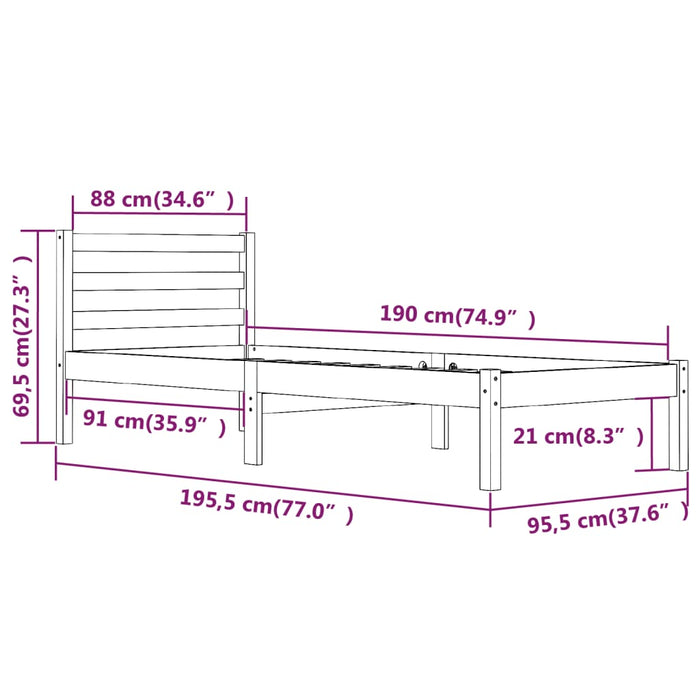 Bed Frame without Mattress 90x190cm Single