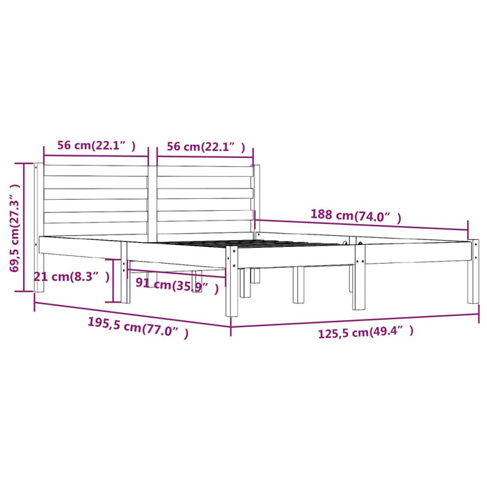 Bed Frame without Mattress 120x190cm White Small Double