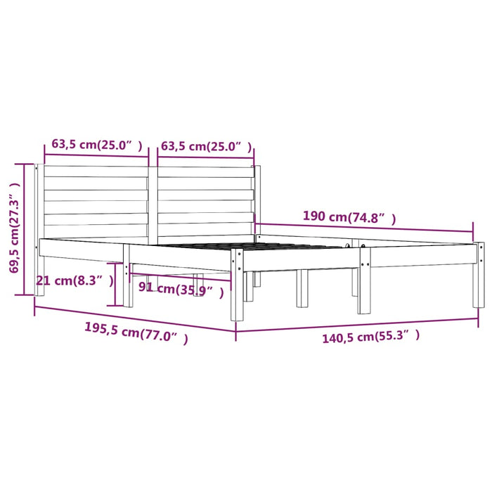 Bed Frame without Mattress 135x190cm White Double