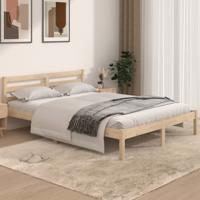 Bed Frame without Mattress Solid Wood Pine 140x190cm