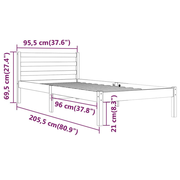 Bed Frame without Mattress Solid Wood Pine 90x200cm