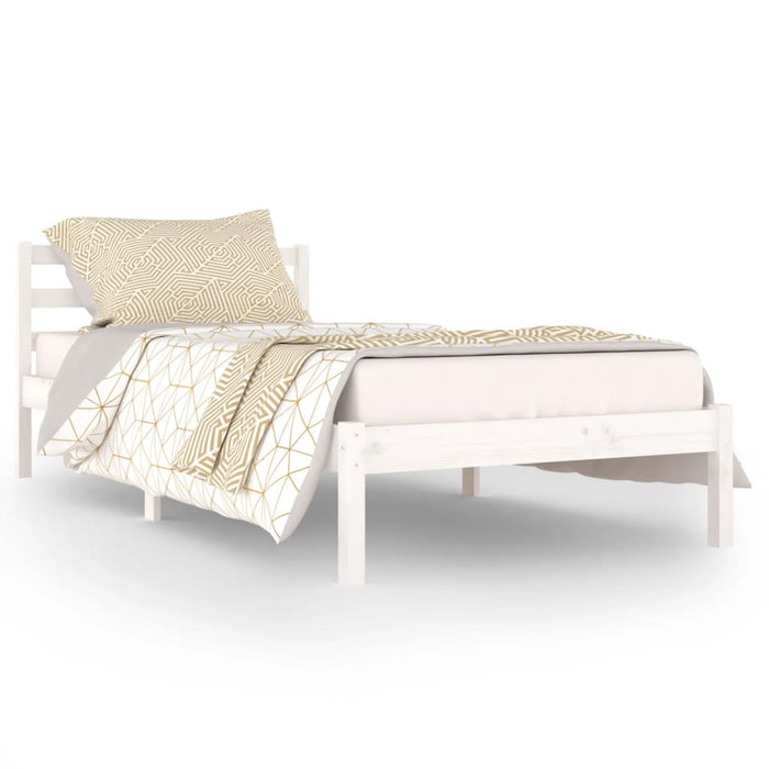 Bed Frame without Mattress Solid Wood Pine 90x200cm White