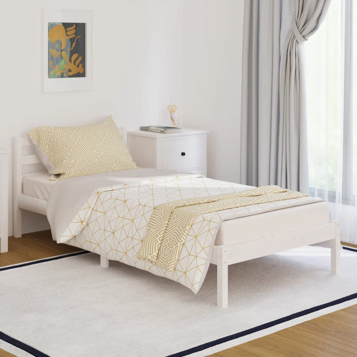 Bed Frame without Mattress Solid Wood Pine 90x200cm White