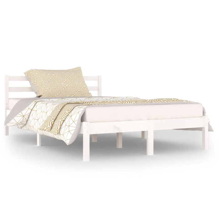 Bed Frame without Mattress Solid Wood Pine 120x200cm White