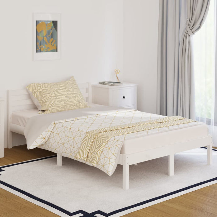 Bed Frame without Mattress Solid Wood Pine 120x200cm White