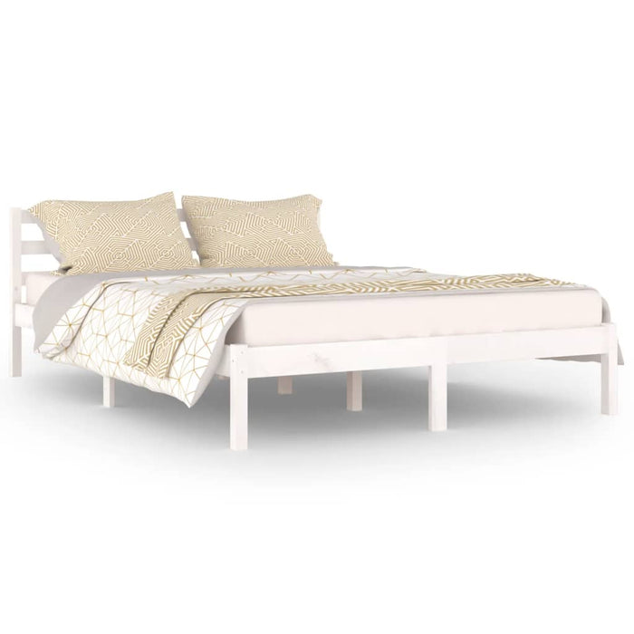 Bed Frame without Mattress Solid Wood Pine 140x200cm White