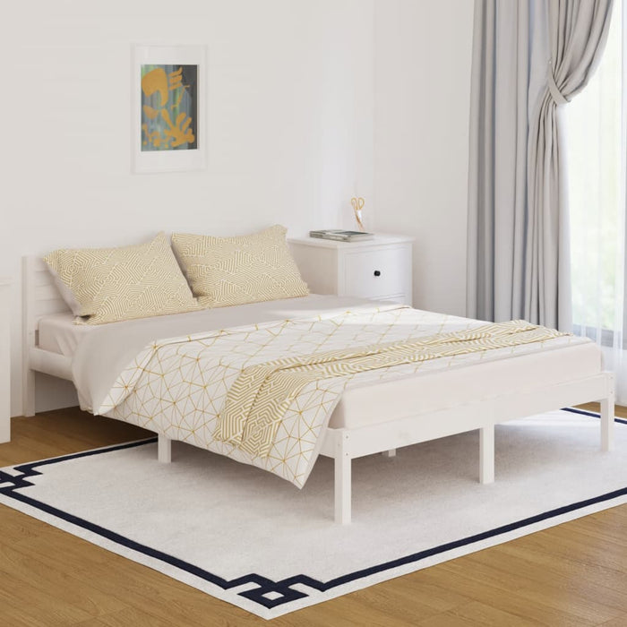 Bed Frame without Mattress Solid Wood Pine 140x200cm White