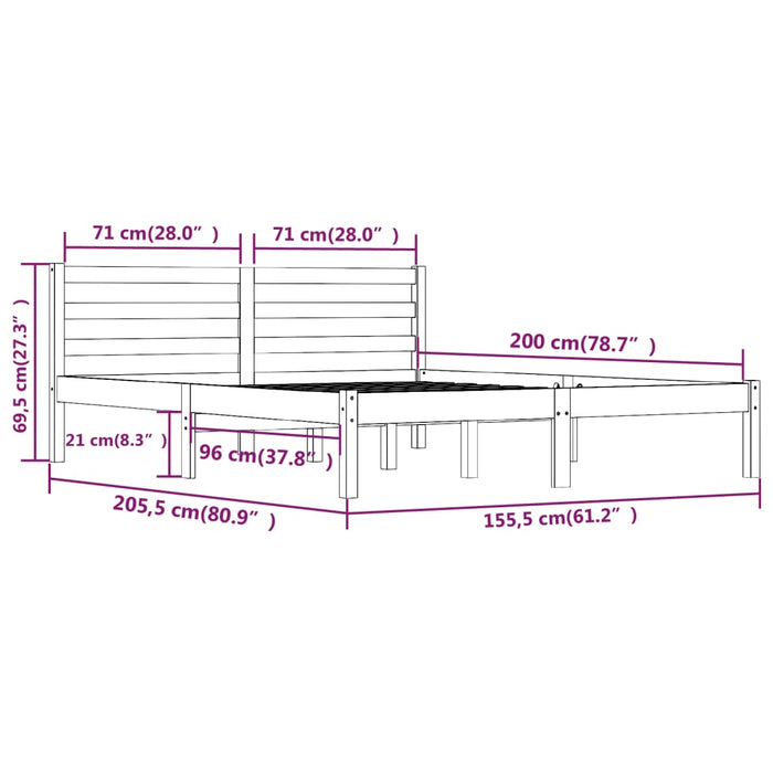 Cadru Pat fara Saltea 150x200cm Alb King Size